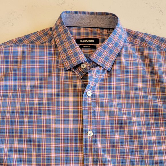 BUGATCHI Classic Fit Men's Long Sleeve Plaid Button Down Multi Color Size Large - Picture 13 of 13